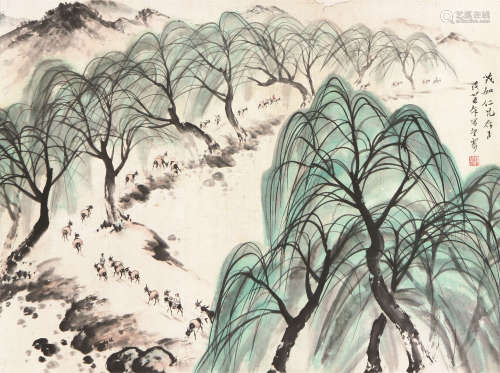 赵望云(1906-1977) 运粮图 设色 纸本立轴