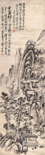 赵云壑(1874-1955) 深山访友 设色 纸本立轴