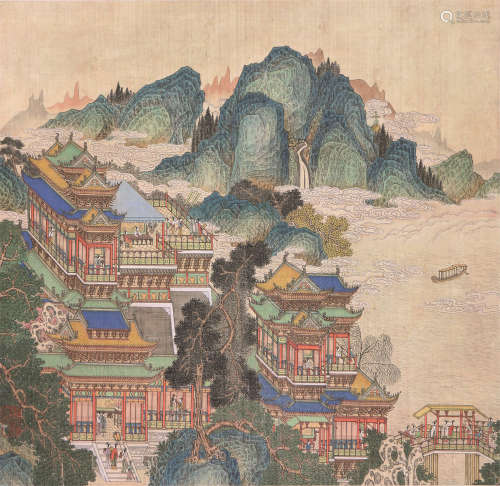 黄秋园(1914-1979) 阿房宫 设色 绢本立轴