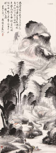 吴徵(1878-1949) 松山归舟 设色 纸本立轴