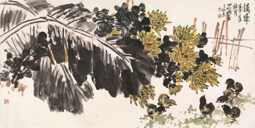 张世简(b.1926) 延年 设色 纸本横披