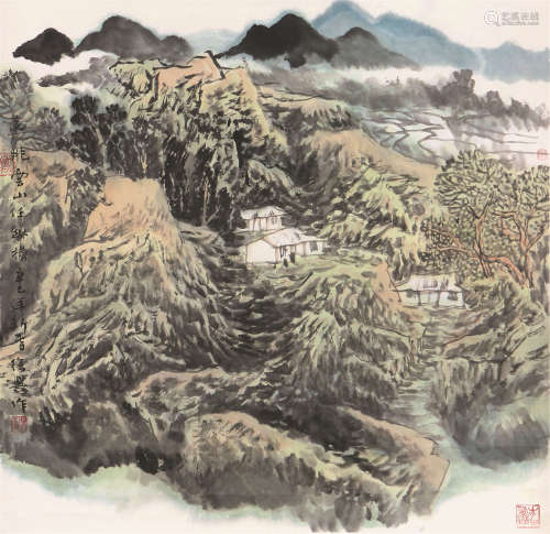 张复兴(b.1946) 远眺雪山 设色 纸本镜片
