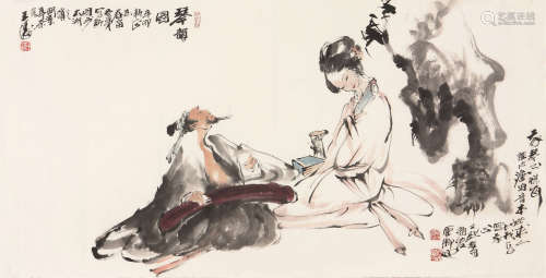 王涛(b.1943) 琴韵图 设色 纸本镜片
