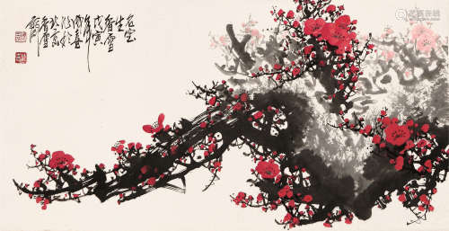 王成喜(b.1940) 红梅 设色 纸本立轴