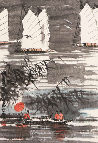 徐希(b.1940) 湖上雅风 设色 纸本立轴