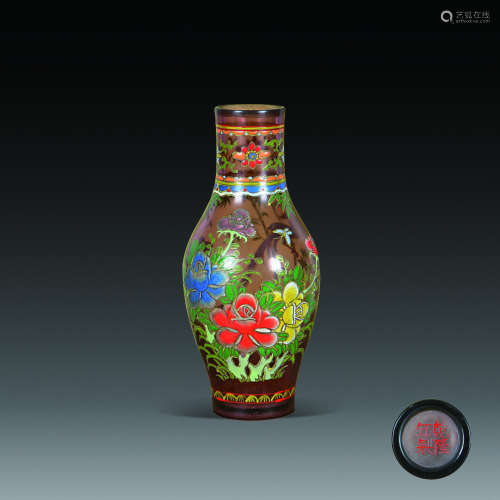 琉璃珐琅彩花卉纹赏瓶