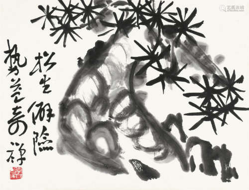 李苦禅（1899～1983） 松石图 镜心 水墨纸本