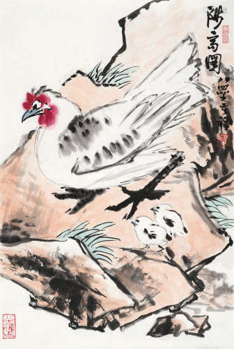 李苦禅（1899～1983） 陟高图 镜心 设色纸本
