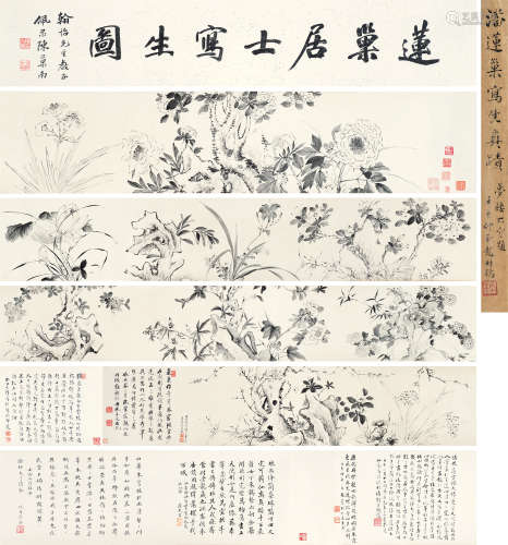 潘恭寿（1741～1794） 写生花卉卷 手卷 水墨纸本
