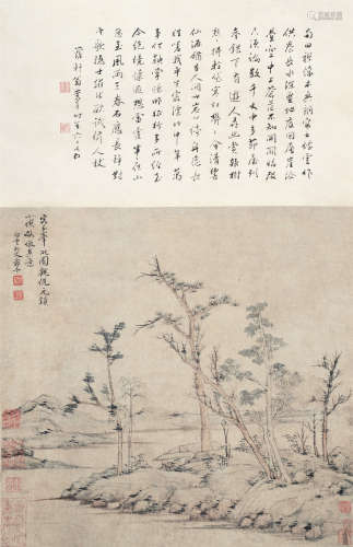 恽寿平（1633～1690） 仿倪云林笔意 立轴 设色纸本