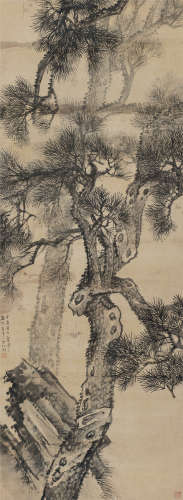 鲁得之（1585～？） 古松图 立轴 水墨绢本