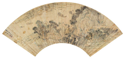 张复（1546～1631） 春江归舟图 镜心 设色纸本
