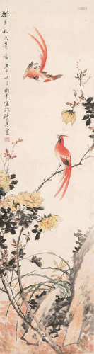 丁宝书(1866-1936) 双寿 设色 纸本立轴