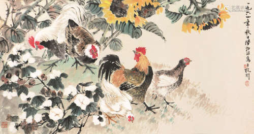 陆抑非(1908-1997) 大吉图 设色 纸本镜片