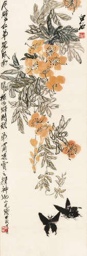 齐白石(1864-1957) 蝶恋花 设色 纸本立轴