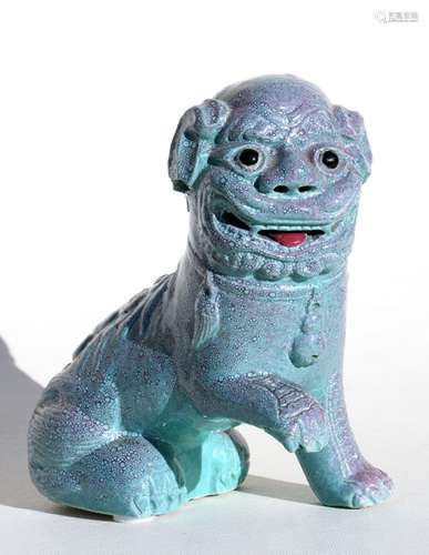 A 19th century Chinese robin's egg glazed Dog of Fo, 18cms (7ins) high.Condition ReportIt's left lag