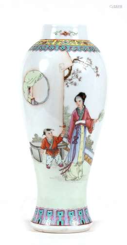 A Chinese Republic vase decorated figures and calligraphy. 26cm (10.25 ins) high