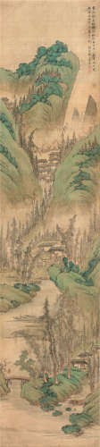 王翬(1632-1717) 幽居策杖 设色 绢本立轴