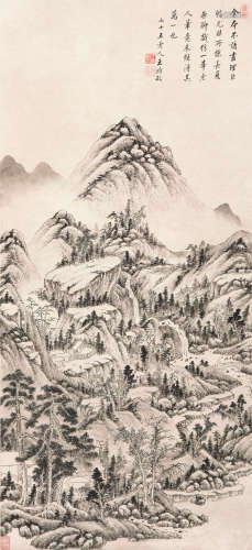 王时敏(1592-1680) 拟古人笔意 设色 纸本立轴