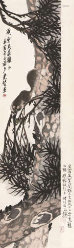 来楚生(1903-1975) 鼠嬉图 设色 纸本立轴
