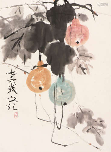 谢之光(1900-1976) 葫芦 设色 纸本立轴