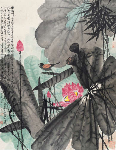 薛亮（b.1956） 荷塘清趣 立轴 设色纸本