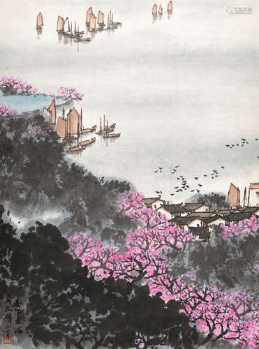 宋文治（1919～1999） 太湖小景 镜心 设色纸本