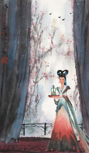 杨明义（b.1943） 献酒图 立轴 设色纸本