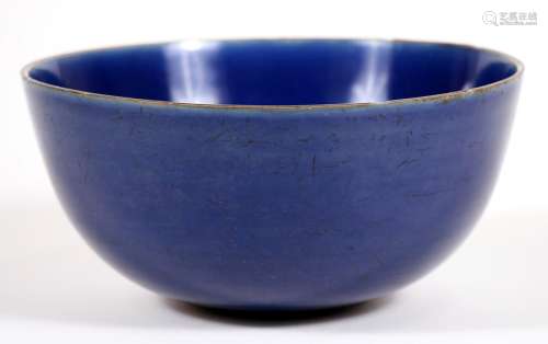 A Chinese blue glazed bowl. 19cm (7.5 ins) diameterCondition Reportmultiple small chips to the upper