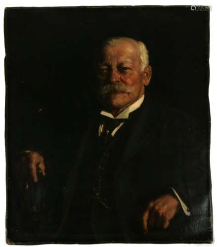 Early 20th century School - Portrait of Wilhelm Lund - oil on canvas, unframed & unmounted, 64 by