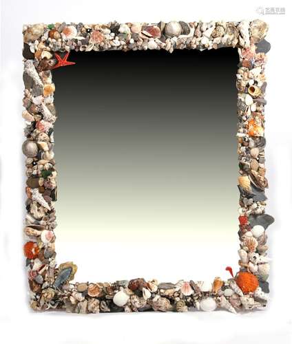 A shell framed mirror 76 by 91cm ( 30.25 by 35.75ins)