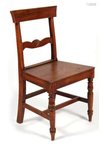 A 19th century fruitwood hall chair.