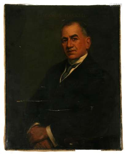 Early 20th century School - Portrait of Jacob S Haskell - indistinctly signed lower right, oil on