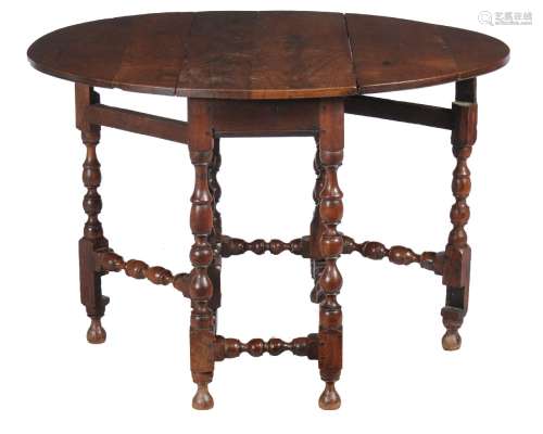 An English oak gate leg table, circa 1700