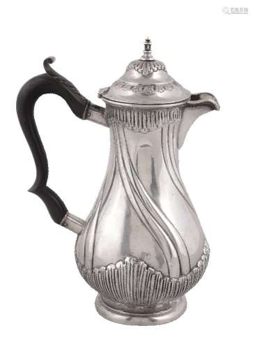 A late Victorian silver baluster hot water pot by Joseph Rodgers & Sons, Sheffield 1897