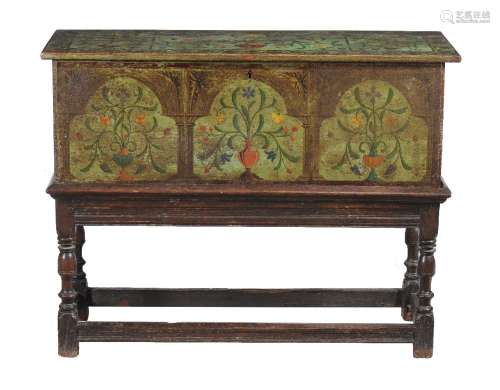 A painted oak coffer, 18th century