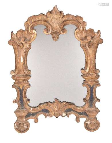 A Continental carved, polychrome painted and giltwood framed dressing table mirror in Baroque taste