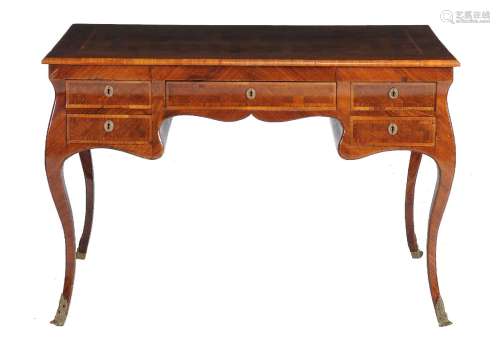 ϒ A parquetry inlaid kingwood desk in Louis XV style, circa 1900