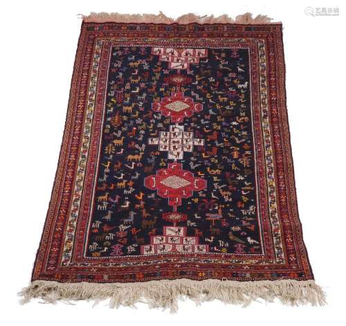 A Caucasian rug with blue field