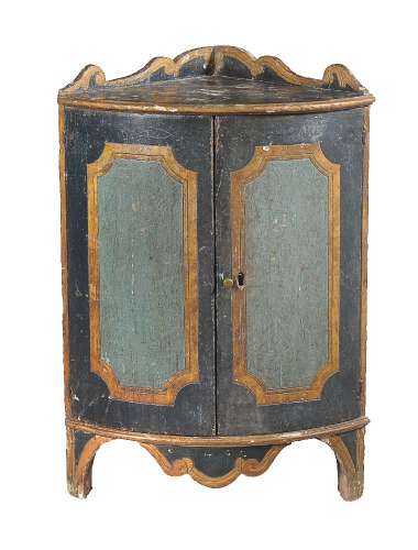 A Continental painted pine corner cabinet, late 18th century