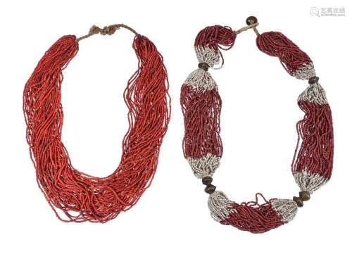 Two Naga Bead Necklaces, India, circa 1900-1910