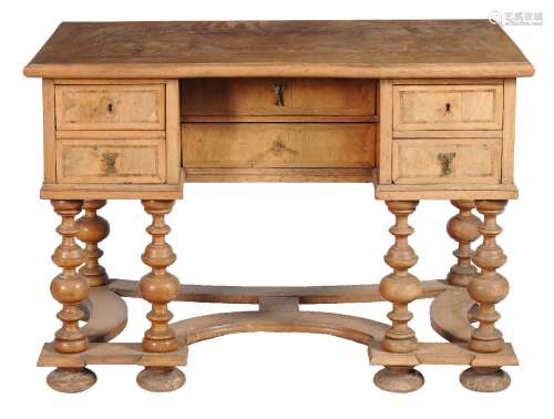 A walnut, crossbanded and marquetry desk, probably Westphalia, in the 17th century style