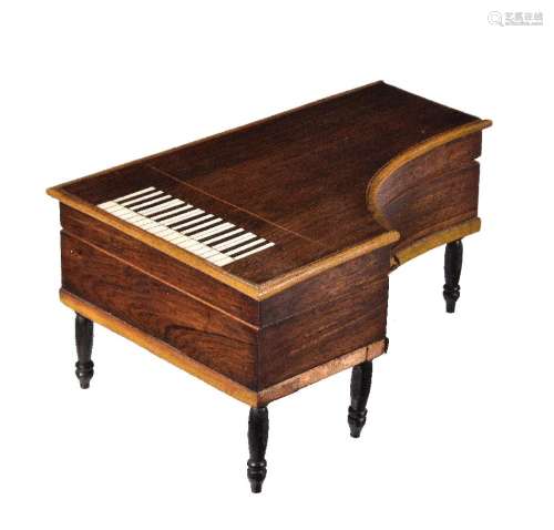 ϒ A French rosewood and sycamore banded, ebony and ivory inlaid Palais Royal style sewing box