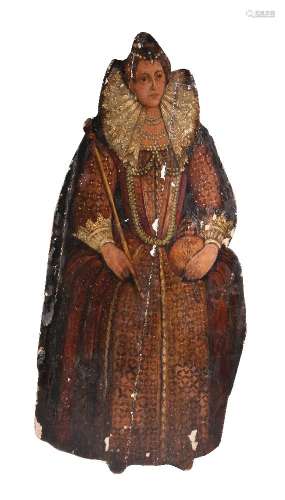 A painted wood figural dummy board portraying Queen Elizabeth I of England, 19th century