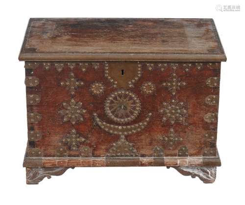 A hardwood and brass studded chest, 18th century
