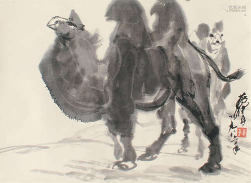 黄胄 骆驼 立轴 水墨纸本