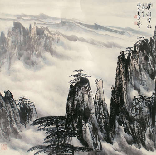 徐子鹤 黄山风景 立轴 设色纸本