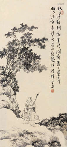 溥儒（1896～1963） 策杖行吟图 立轴 水墨纸本
