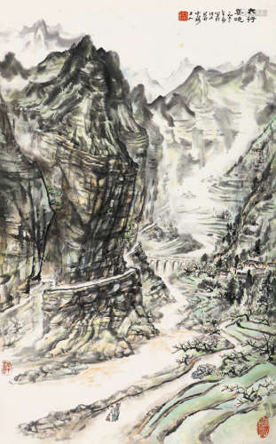 刘止庸（1910～1996） 1973年作 太行春晓 立轴 设色纸本