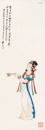 慕凌飞（1913～1997） 仿张大千香供养天女 镜心 设色绢本